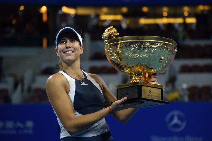 Garbiñe Muguruza garaile Txinako Irekian. (Wang ZHAO / AFP)