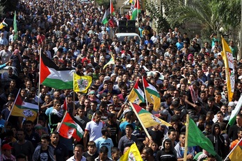 Funeral en Gaza por ibrahim Awad, disparado por soldados israelíes. (Hazem BADER / AFP)