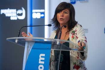 Nerea Llanos ha comparecido tras la reunión de la dirección del PP de la CAV. (Juanan RUIZ/ARGAZKI PRESS)