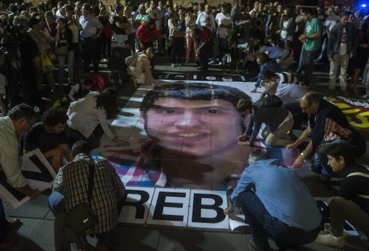 Concentración por Hodei Egiluz en Galdakao. (Luis JAUREGIALTZO/ARGAZKI PRESS)