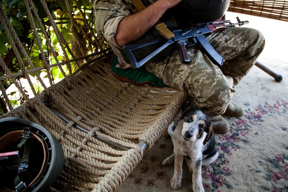 La mascota del batallón. (Juan TEIXEIRA)