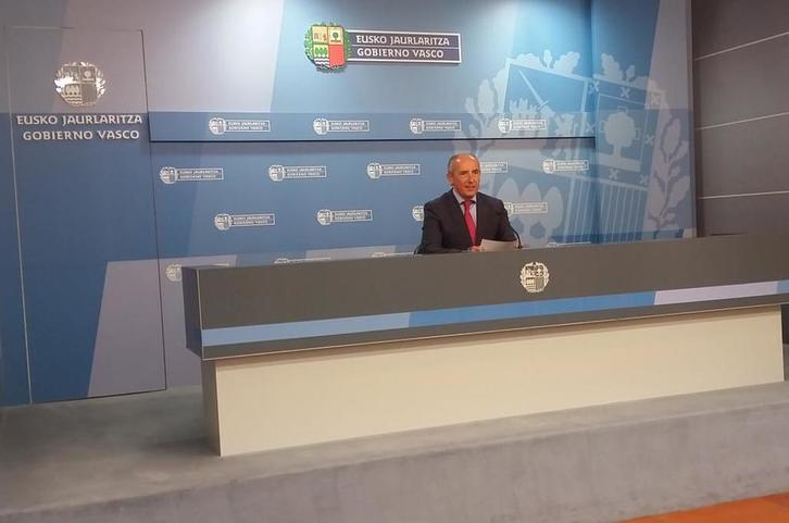 Josu Erkoreka, en su comparecencia semanal. (@jerkoreka)