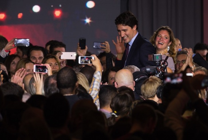 Justin Trudeau, tras conocer los resultados electorales. (Nicholas KAMM/AFP PHOTO)