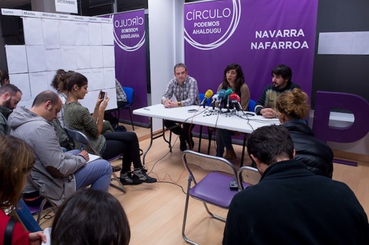 Laura Pérez, de Podemos Nafarroa, ha confirmado el acuerdo. (Iñigo URIZ / ARGAZKI PRESS)