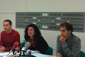 Representantes de ELA Nafarroa, en la comparecencia de prensa. (ELA)