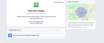 Post en facebook de una persona que se encontraba en Bataclan.