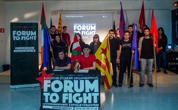 Ikasle Abertzaleak erakundeak prentsaurrekoa eman du Leioan Forum To Fight aurkezteko. (Luis JAUREGIALTZO / ARGAZKI PRESS)