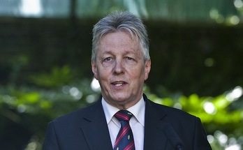 El ministro principal norirlandés y líder del DUP, Peter Robinson. (Will OLIVER/AFP PHOTO)