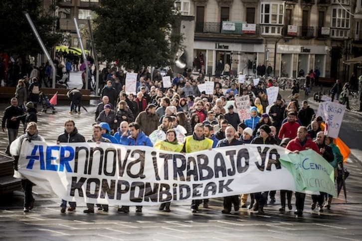 Manifestación el pasado noviembre contra el ERE de Aernnova. (Jaizki FONTANEDA/ARGAZKI PRESS)