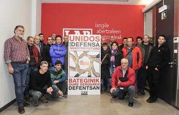 Rueda de prensa de LAB en Iruñea. (Idoia ZABALETA/ARGAZKI PRESS)