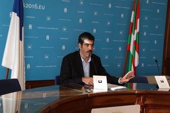 Eneko Goia ha comparecido hoy tras la junta de gobierno local. (DONOSTIAKO UDALA)