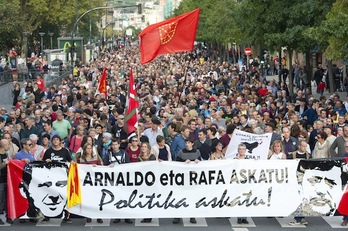 ‘Free Otegi’ ekimenak azaroaren 17an Donostian egin zuen manifestazioa. (Juan Carlos RUIZ/ARGAZKI PRESS)