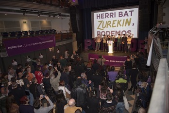 Podemos celebra en Bilbo sus excelentes resultados en Hego Euskal Herria. (Marisol RAMÍREZ/ARGAZKI PRESS)