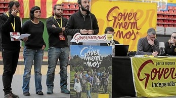 Los representantes de la CUP durante la campña del 27-S.