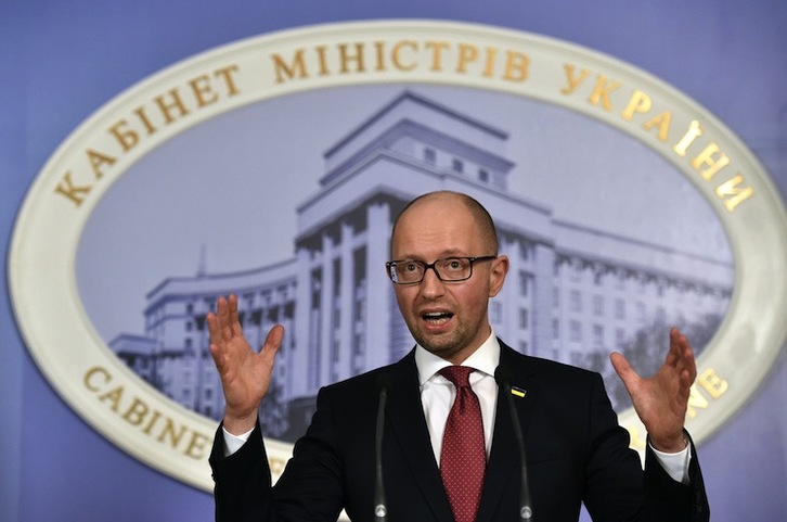 Comparecencia este martes del primer ministro ucraniano, Arseni Yatseniuk. (Genya SAVILOV / AFP)