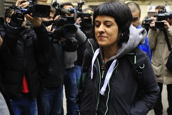 Anna Gabriel, en la reunión de ayer de la CUP. (Pau BARRENA/AFP)