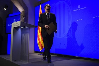 Artur Mas, durante su comparecencia tras la reunión del Govern del martes. (Josep LAGO/AFP)