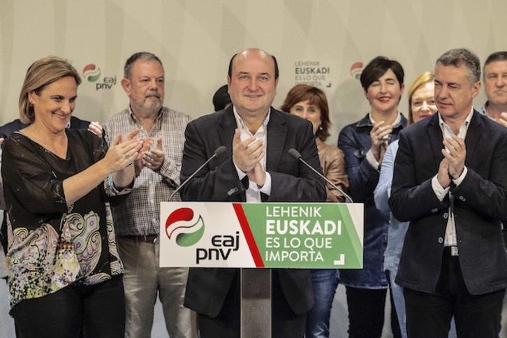 Andoni Ortuzar seguirá al frente de la formación jeltzale. (Aritz LOIOLA / AFP)