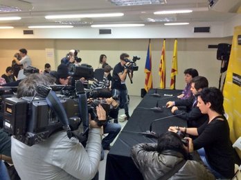 Miembros de la dirección de la ANC, al inicio de la rueda de prensa de hoy. (ANC)