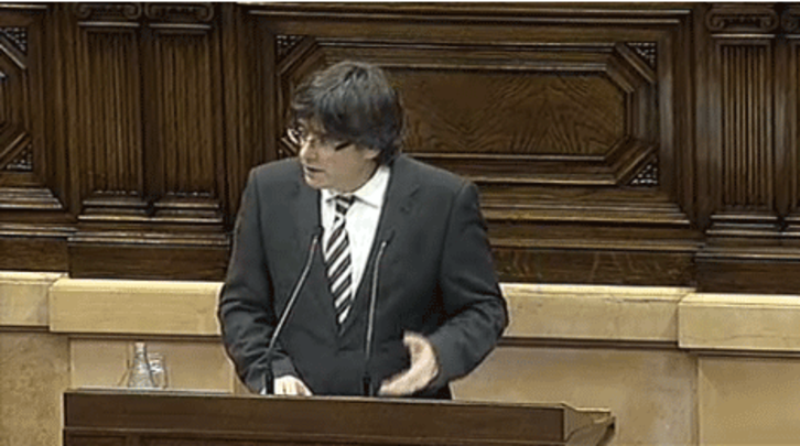 Puigdemont en un momento de su intervención.