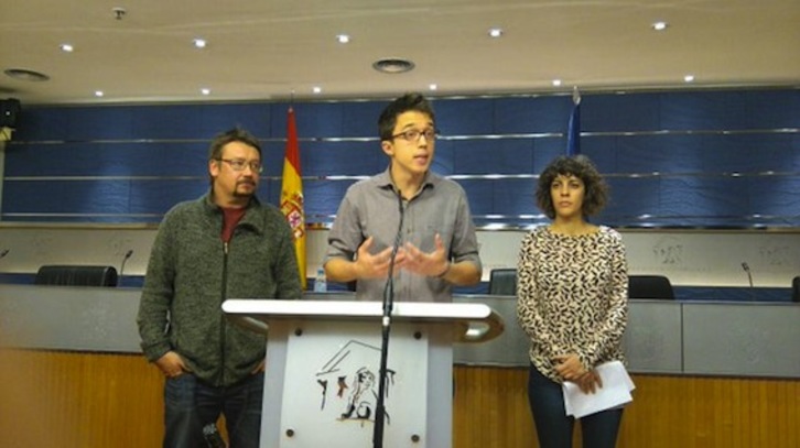 Iñigo Errejón, durante su comparecencia ante la prensa. (@ahorapodemos)