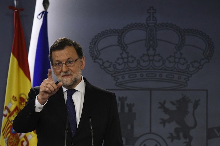 Mariano Rajoy, en su comparecencia de este martes. (Pedro ARMESTRE / AFP)