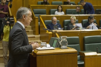 El lehendakari, Iñigo Urkullu, durante una comparecencia anterior en el Parlamento. (Juanan RUIZ/ARGAZKI PRESS)
