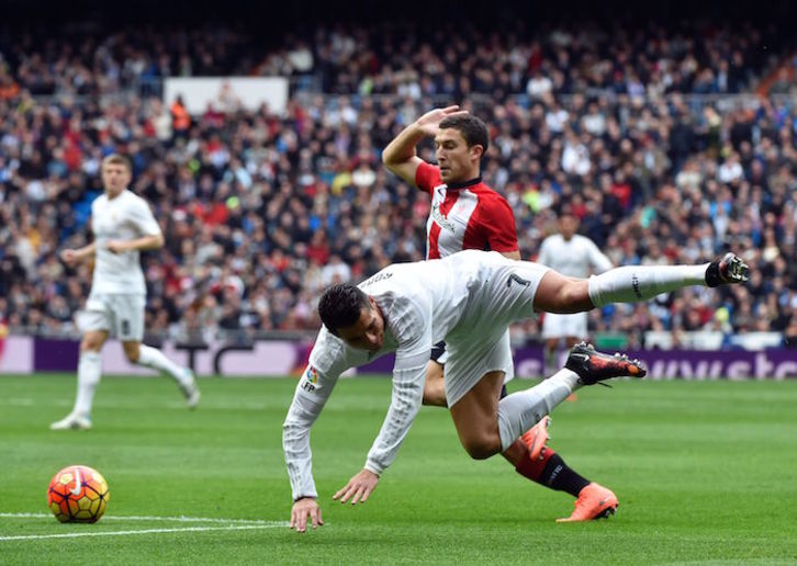 Athleticeko jokalariek estu eutsi arren, Ronaldok ireki eta itxi du gaur markagailua. (Gerard JULIEN | AFP)