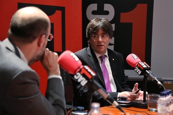 El president, Carles Puigdemont, durante la entrevista radiofónica de esta mañana. (GENERALITAT)
