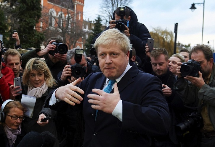 Boris Johnson, alcalde de Londres, en una comparecencia reciente. (Niklas HALLEN / AFP)