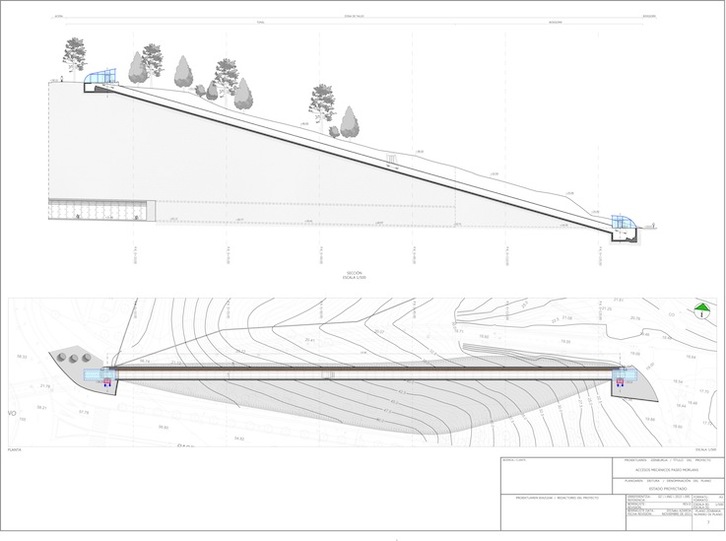 Diseño del ascensor inclinado entre Morlans y Aiete. (Donostiako Udaletxea)