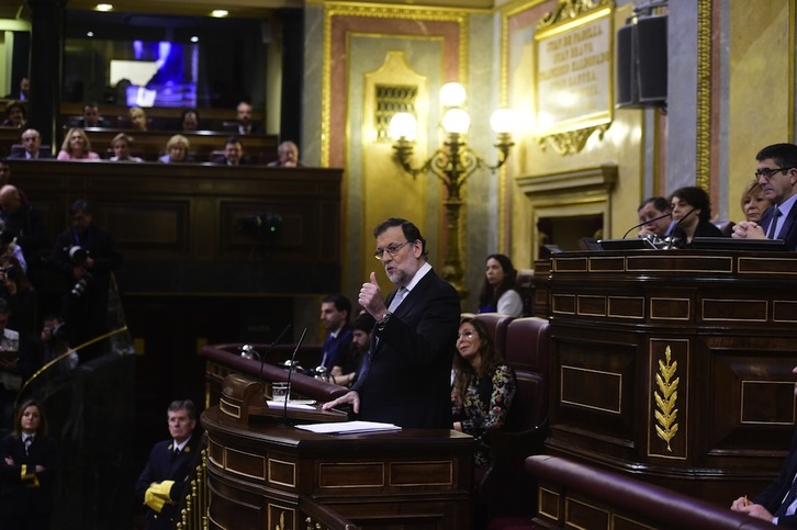 Mariano Rajoy, durante la sesión de investidura en el Congreso. (Pierre-Phillippe MARCOU / AFP)