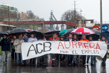 Los trabajadores de ACB se han manifestado entre Sestao y Barakaldo. (Luis JAUREGIALTZO / ARGAZKI PRESS)