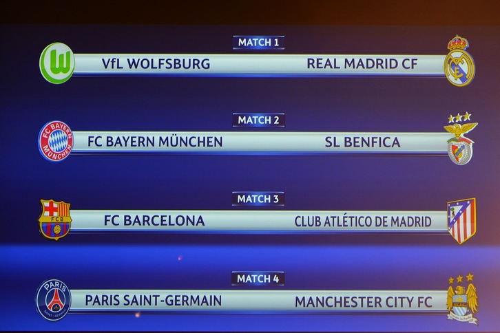 Cuadro de cuartos de la Champions. (Jean-Guy PHYTON / AFP)