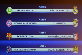 Cuadro de cuartos de la Champions. (Jean-Guy PHYTON / AFP)