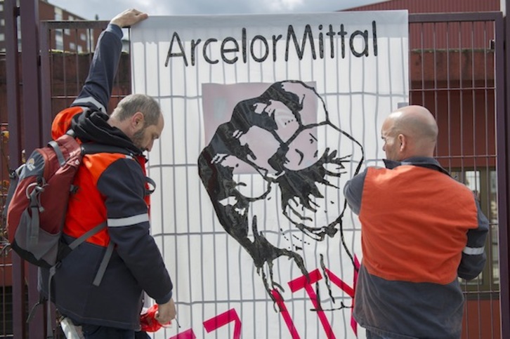 Protesta de trabajadores de Arcelor Zumarraga. (Juan Carlos RUIZ/ARGAZKI PRESS)