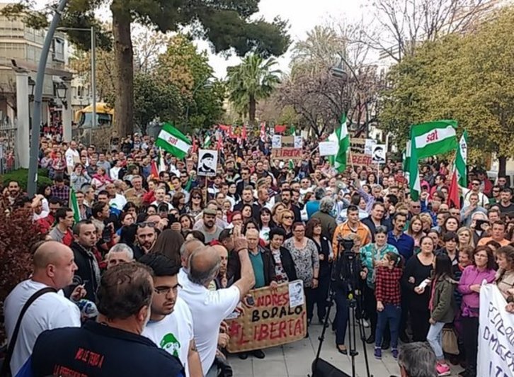 Manifestación celebrada en Jodar, pueblo natal de Bolaño. (@NacionalCUT)