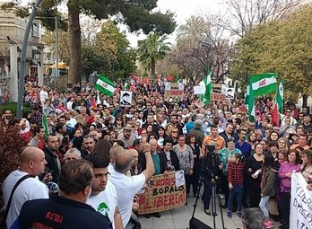 Manifestación celebrada en Jodar, pueblo natal de Bolaño. (@NacionalCUT)
