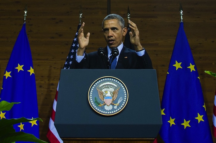 Obama se encuentra en Hannover, donde se reunirá con Angela Merkel. (Jim WATSON / AFP)