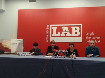 Ainhoa Etxaide ha presentado las movilizaciones de LAB para el Primero de Mayo. (@LABsindikatua)