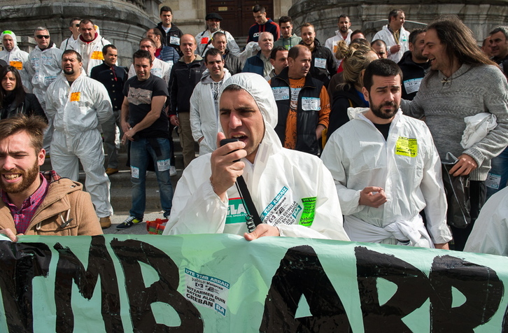 Movilización de la plantilla de TMB. (ARGAZKI PRESS)