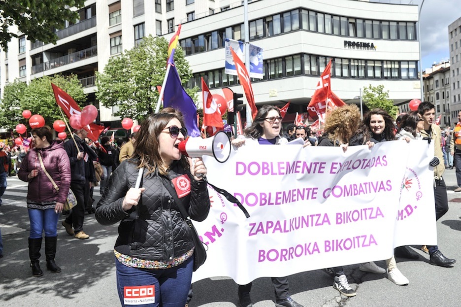Pancarta del Movimiento Democrático de Mujeres en Iruñea. (Idoia ZABALETA / ARGAZKI PRESS)