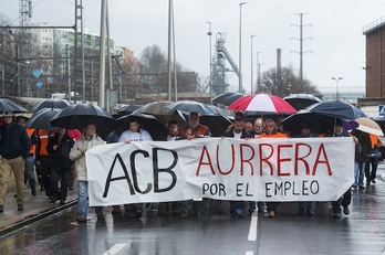 Movilización de la plantilla de ACB Sestao. (Luis JAUREGIALTZO / ARGAZKI PRESS)