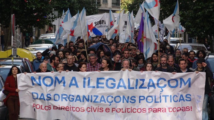 Protesta en contra de la ilegalización de Causa Galiza.