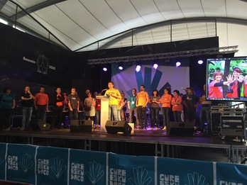 Comparecencia de Gure Esku Dago para valorar la jornada. (Gure Esku Dago)