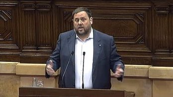 Oriol Junqueras, conseller de Economía, en el Parlament. (@Esquerra_ERC)
