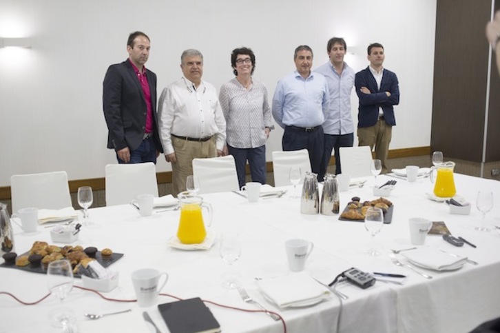 La presidenta del GBC, Nekane Arzallus, y su directiva han comparecido ante los medios. (Juan Carlos RUIZ / ARGAZKI PRESS)