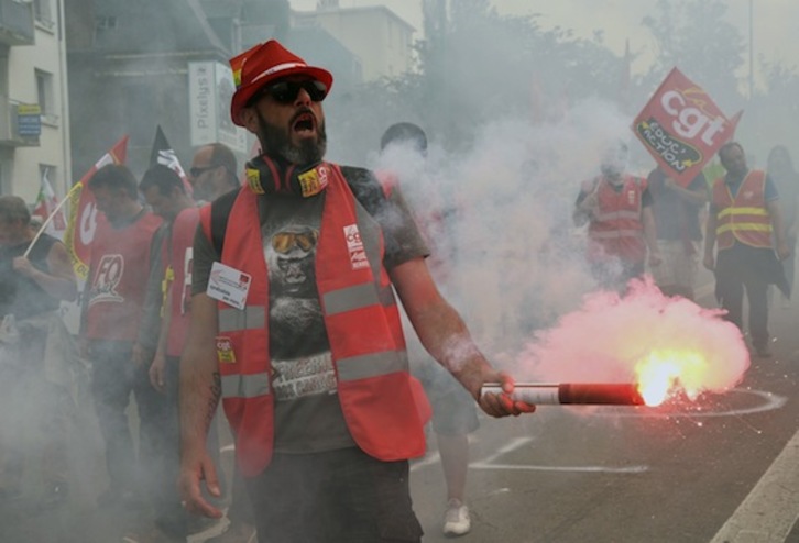 Protesta en Rennes contra la reforma laboral. (Jean-Francois MONIER/AFP) 
