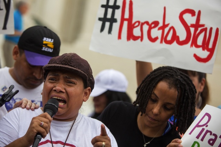 Defensores de la reforma migratoria de Obama han protestado en Washington. (Allison SHELLEY / AFP)