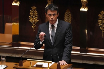 El primer ministro francés, Manuel Valls, en la Asamblea Nacional. (Thomas SAMSON/AFP)